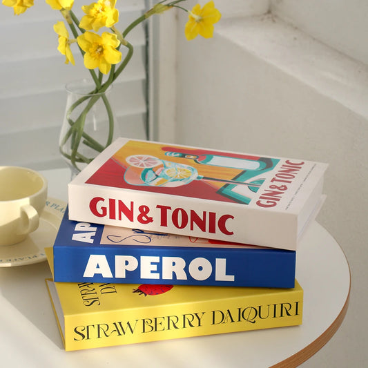 Aperol Cocktail Luxury Fake Books Decoration Coffee Table Decorative Books Club Villa Hotle Decoration Shooting Props Home Extra
